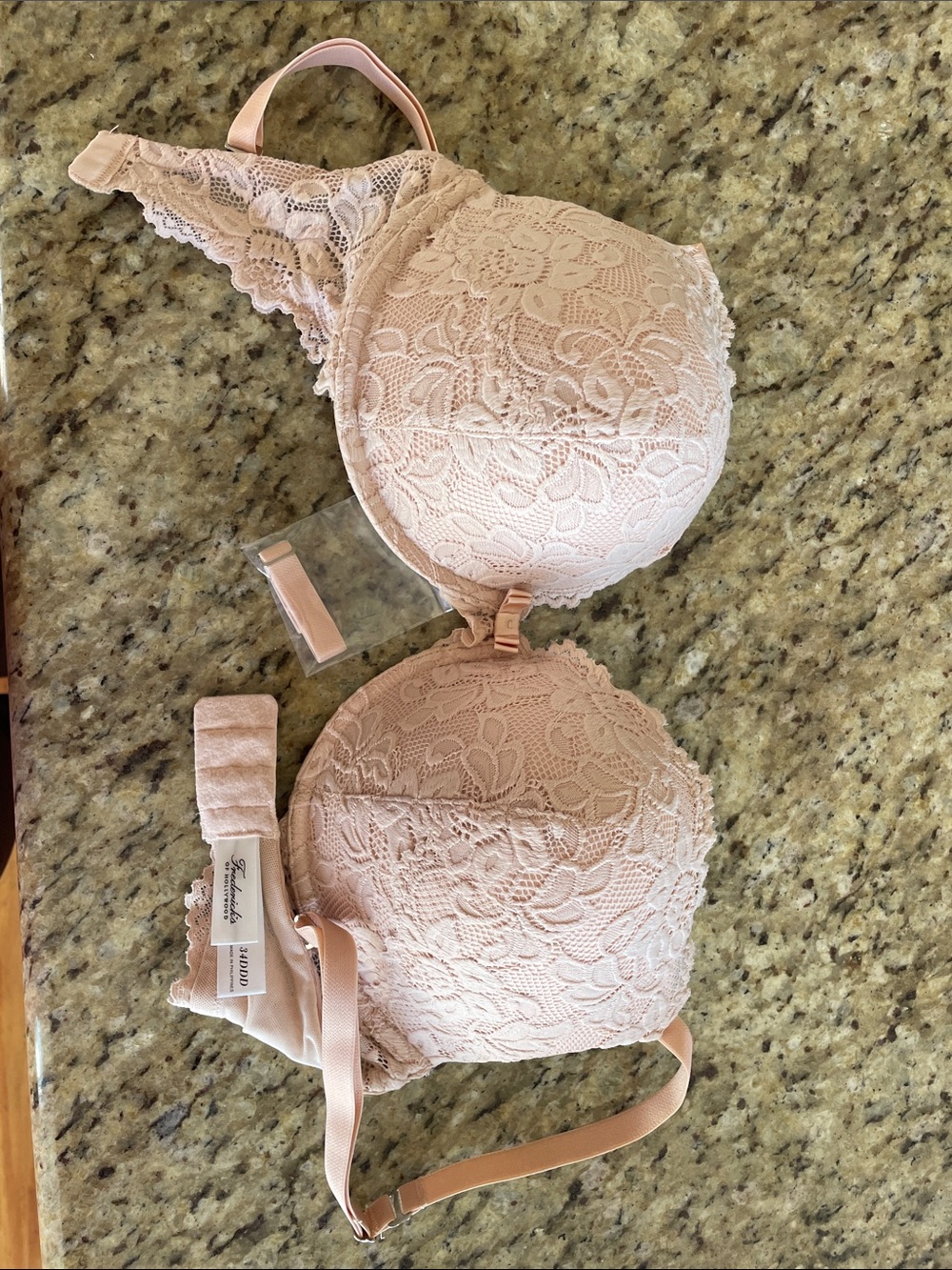 Fredericks of Hollywood Lace Padded Bra in Blush Nude with Floral Detail